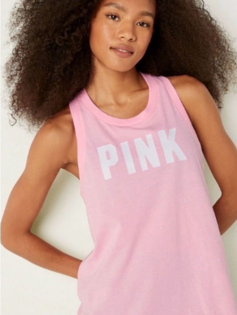PINK Victoria's Secret Light Pink Logo Tank - Sleeveless Muscle Tee